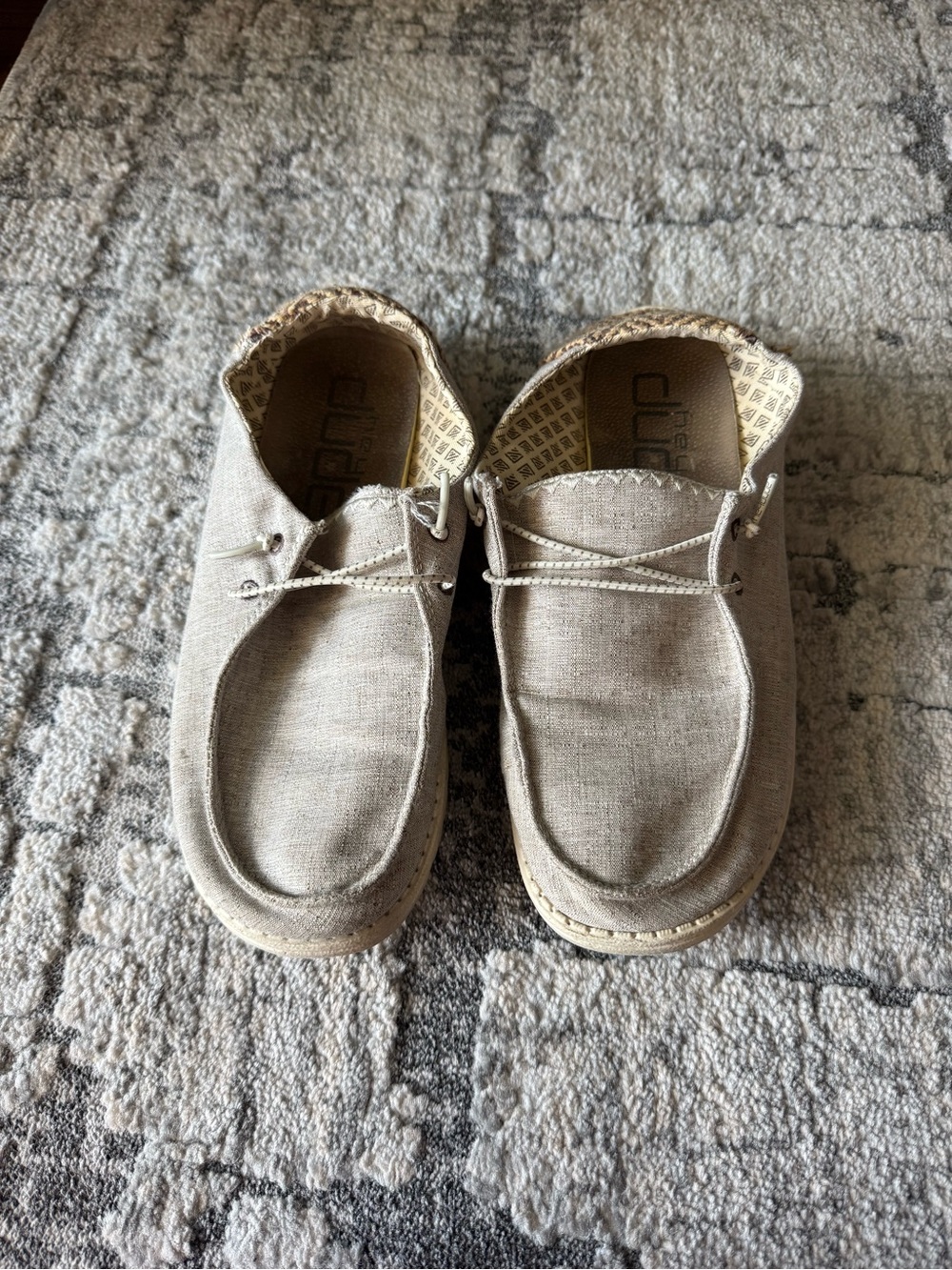 Hey Dude Womens Grey and Tan Shoes Size 9